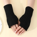Mitänes clásicos de punto trenzado negro con un diseño de manga cálida y elegante - Talla única / Negro