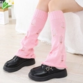 Modische rosa y2k gestrickte Beinlinge im Distressed-Look mit Rissen für Damen - Einheitsgröße / Rosa