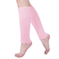 Detail of light pink knitted leg warmers showing soft vertical ribbed texture and elastic fit - One Size / Bottoms / Pink