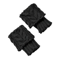 Detail of cable knit pattern and ribbed cuff on these warm black leg warmers - One Size / Dark Gray