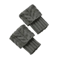 Deep grey cable knit leg warmers with fold-over cuff design for winter boots - One Size / Light Gray