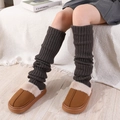 Damen 70cm dicke Strick-Beinstulpen in Dunkelkaffeebraun für Winter-Yoga und Zuhause - Einheitsgröße / Dunkelgrau