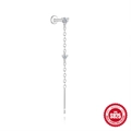 Elegant s925 sterling silver tassel chain drop earrings with sparkling heart-shaped zircon - Round Style (M60262709200A-2) / 925 Silver / 1 Piece/Pack / White Gold