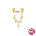 Ear cuff in argento S925 dorato con zirconi scintillanti e frange a goccia pendenti - Stile Nappa Zirconia A V / Oro