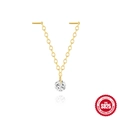 Minimalistische S925 zilveren kettingoorbellen met witte zirkoon en goudlaag - Minimalistische Ketting Oorbellen Stijl (6279560978987)