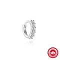 Boucles d'oreilles créoles minimalistes en argent S925 avec cinq zircons étincelants - Style Pavé à Cinq Pierres / Argent 925 / Pièce Unique / Or blanc