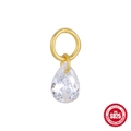 S925 Sterlingsilber Anhänger mit Goldring und facettiertem klarem Edelsteinanhänger - Wassertropfen Zirkonia Anhänger (XNC0121LXH-3)