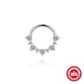 S925 sterling silver septum ring with seven graduated white cubic zirconia stones - Seven-Stone Gradient Row Style