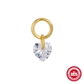 S925 Sterling Silber herzförmiger Ohrring Anhänger mit Zirkonia und Goldring - Herzform Zirkonia Anhänger (XNC0121LXH-4)