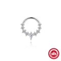 S925 sterling silver daith piercing ring featuring a pear-cut teardrop zircon stone - Pear Center Symmetrical Inlaid Style