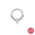 Elegant S925 sterling silver ear bone ring with marquise and round moissanite stones - Marquise Center V-Shape Row Style