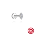 S925 sterling silver flat back labret earring with diamond rhombus design - Rhombus Dual Stone Style