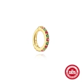 Gold S925 sterling silver huggie earrings with rainbow colored stones inlay - 6mm / Gold with Multicolor Zircon