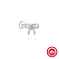S925 sterling silver bowknot stud earring with labret flat back and zircon stone - Bow Style