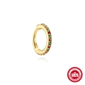 S925 sterling silver gold huggie earring with red and green pavé cubic zirconia - 8mm / Gold with Multicolor Zircon