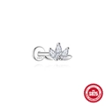 S925 sterling silver lotus labret stud with marquise-cut moissanite stones - Lotus Petal Style