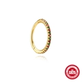 Gold S925 sterling silver ear hoop with red and green micro-pave cubic zirconia crystals - 12mm / Gold with Multicolor Zircon