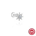Elegant S925 sterling silver star cartilage stud with a bright moissanite stone - Starburst Style