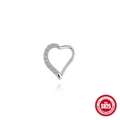 Boucle d'oreille cartilage cœur en argent S925 sertie de moissanites étincelantes - Style Cœur Demi-Pavé