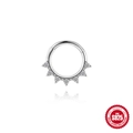 Anneau de nez en argent S925 avec clusters de zircone cubique et charnière - Style Pierres en Rangée à Pointes