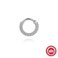 S925 sterling silver heart flower cartilage hoop with sparkling pave zircon stones - Beaded Edge Stone Ring Style