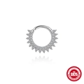 S925 sterling silver hinged hoop earring with micro-pave cubic zirconia stones - Full Pave Sunburst Style