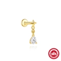 Vergulde S925 zilveren oorsteker met ster hanger en peergeslepen zirkonia steen - Ster Waterdruppel Stijl / Goud