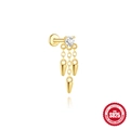 Pendientes de plata S925 con borlas doradas y brillantes diamantes engastados - Estilo de Borla con Punta (60265121167C) / Dorado #1