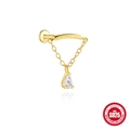 Pendiente de plata S925 dorada para cartílago con barra curva y gota de circón tipo pera - Estilo Zirconia de Pera (60265131179C) / Dorado #2