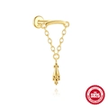 Pendiente de cartílago con remache de plata S925 chapada en oro y cadena fina - Dorado Colgante Vintage