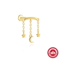 Goldener S925 Silber Knorpel-Ohrstecker mit Mond- und Stern-Anhänger Quasten - Gold #9