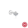 S925 sterling silver moissanite flower stud earring with polished ball and S925 hallmark - Ball Cluster Style / White Gold