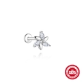 Pendiente labret de flor en plata de ley S925 con circonitas marquesa brillantes - Estilo Flor de Pétalos de Marquesa / Oro blanco