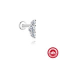Pendiente labret de plata de ley S925 con tres piedras de moissanita verticales - Estilo Tres Piedras Vertical Graduado / Oro blanco