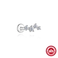 S925 sterling silver ear stud featuring four graduated round cubic zirconia in curved line - Four Stone Arc Style (#8 Platinum)