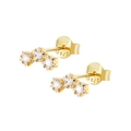 S925 Sterling Silber vergoldete Stern-Ohrringe mit funkelnden Zirkonia-Steinen in Reihe - 925er Silber / Gold