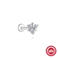 S925 sterling silver flower cartilage stud earring featuring triple marquise cut zircons - Three-Leaf Flower Style (#4 Platinum)