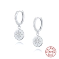 S925 sterling silver hoop earrings with shimmering cubic zirconia octagon star charms - North Star Disk-Platinum Silver