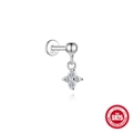 S925 sterling silver stud earring with floral pendant and sparkling moissanite stones - Flower Dangle Style (#10 Platinum)