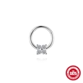 S925 sterling silver petal tassel cartilage earring with moissanite in silver finish - Four-Petal Flower Style