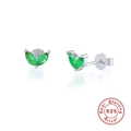 Boucles d'oreilles S925 en argent sterling avec marquise verte au design de feuille - Platine-Vert