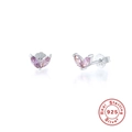 Détail de clous en argent 925 avec pierres marquises roses et poinçon S925 - Platine-Violet