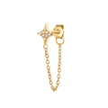 Singolo orecchino a nappa in argento S925 dorato con borchie a stella in zircone - Zircone pavé di stelle / Oro