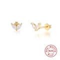 Détail du poinçon argent 925 sur les boucles d'oreilles feuilles dorées en zircon cubique - Or-Zircon Blanc