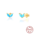 Détail de boucles d'oreilles en argent sterling S925 avec pierres bleues et poinçon S925 - Or-Zirconia Turquoise