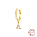 Orecchino a cerchio in argento S925 dorato con ciondolo a lettera A in pavé di cristalli - Lettera A / Oro