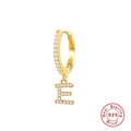 Orecchini a cerchio in argento S925 dorato con ciondolo a lettera E e zirconi pavé - Lettera E / Oro