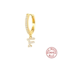 Orecchino a cerchio in argento 925 dorato con pendente lettera F e zirconi brillanti - Lettera F / Oro