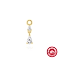 Golden S925 sterling silver ear stud featuring double pear-cut zircon pendants - Teardrop Double Bead Pendant (Single Piece) / Gold