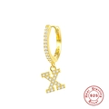 Orecchino a cerchio in argento S925 placcato oro con ciondolo a lettera X in zirconi - Lettera X / Oro